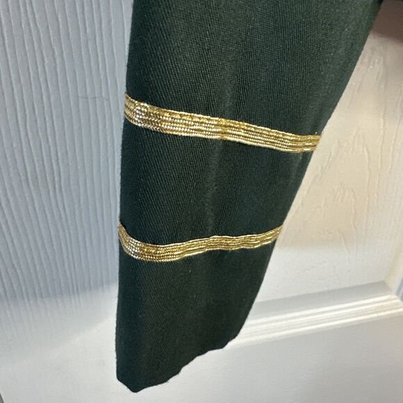 Vintage Margo's Crop Army Green Gold Trim Double Breast Jacket Sz 12 - Picture 5 of 5
